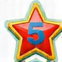 Reach Level 5 achievement badge, a star with number 5
