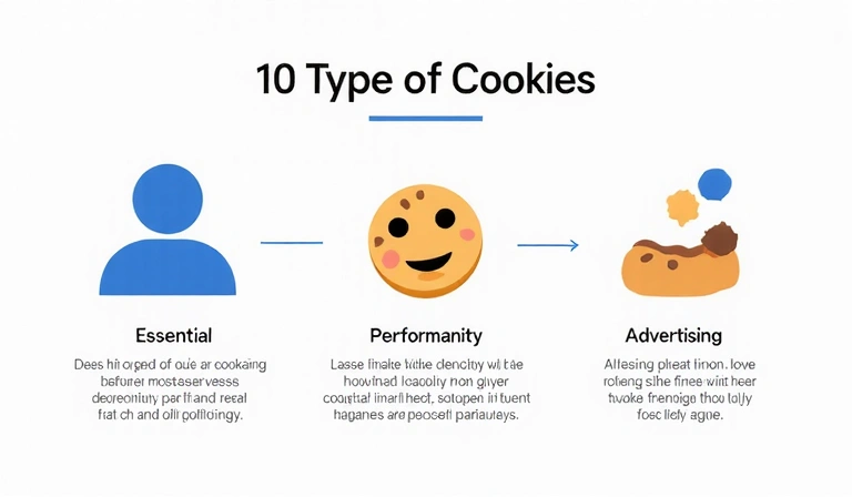Diagram showing different types of cookies and their functions on a website.