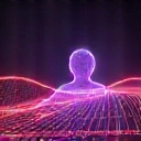 Abstract user profile icon with glowing lines