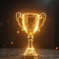Tournament trophy, glowing gold