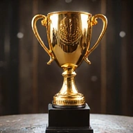 Tournament trophy, glowing gold